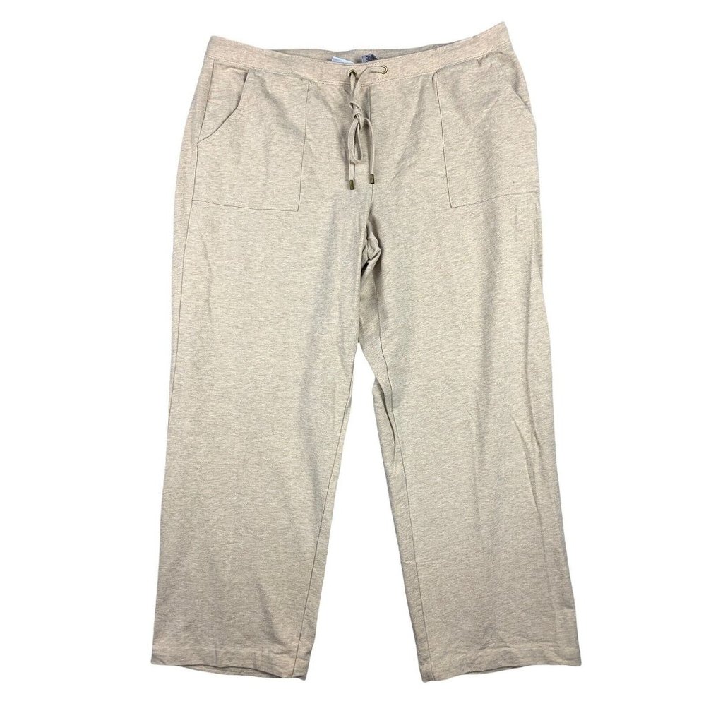 Jaclyn Smith XL Athletic Lounge‎ Pants Beige Drawstring Pockets Cotton Spandex